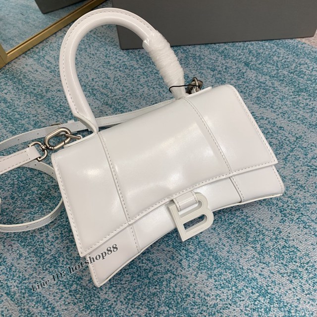 Balenciaga專櫃爆款手提肩背女包 巴黎世家升級版冰白B扣xs小號Hourglass沙漏包 fyj1028